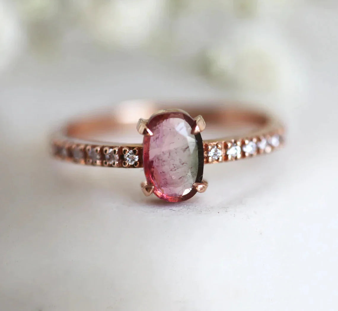 Ruby Gemstone Rings with Intricate Gold Filigree SettingsJolene Watermelon Tourmaline Ring With Diamonds