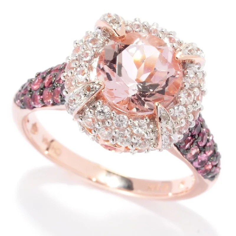 Tanzanite Gemstone Rings with Platinum Milgrain Detailing925 Sterling Silver Morganite,Pink Tourmaline,White Natural Zircon Ring