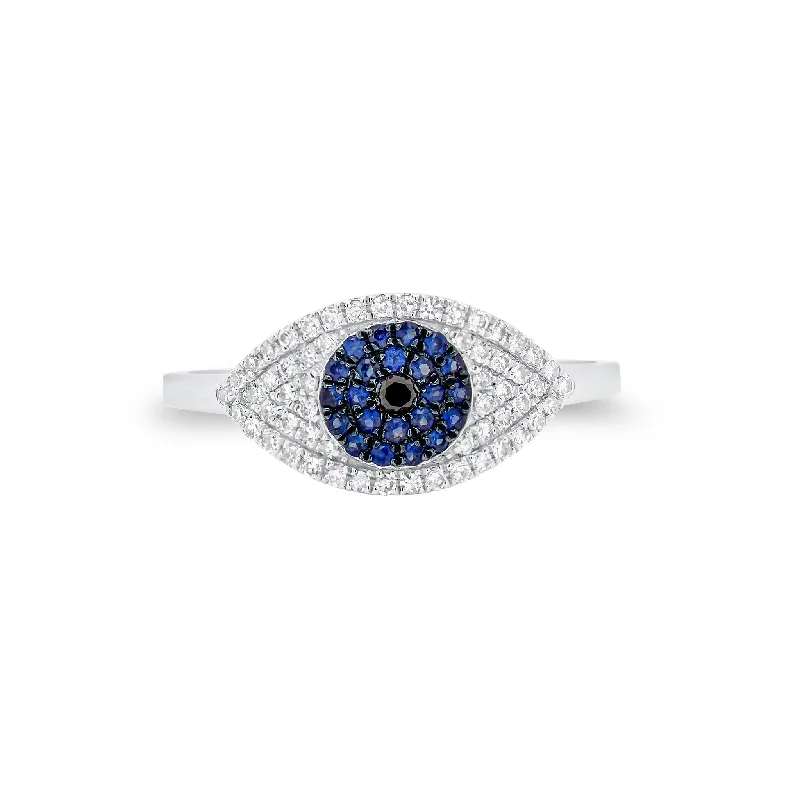 Emerald Gemstone Rings with Diamond - Encrusted HalosDiamond & Sapphire Evil Eye Ring