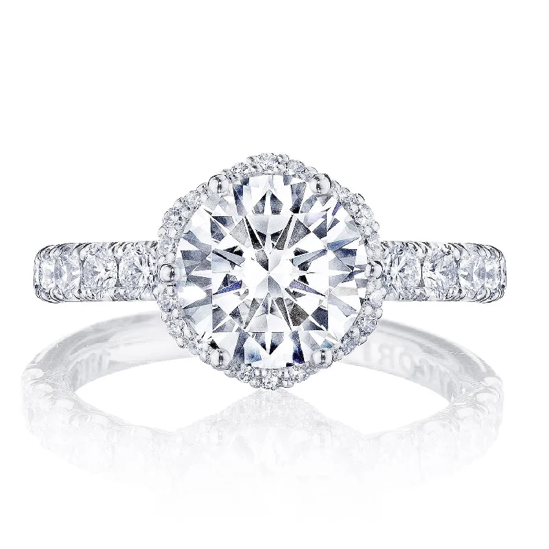 Micro - Pave Diamond Rings with a Sparkling BandRound Bloom Engagement Ring