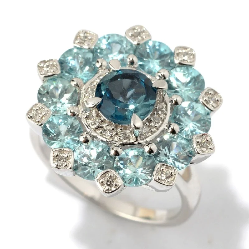 Sapphire Gemstone Rings in a Victorian - Inspired Design925 Sterling Silver Blue Zircon,London Blue Topaz,White Cz Ring