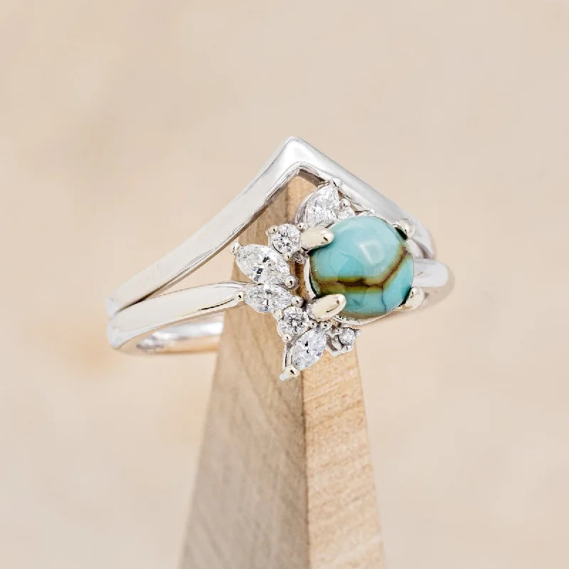 "AURAE" - ROUND CUT TURQUOISE ENGAGEMENT RING & TRACER