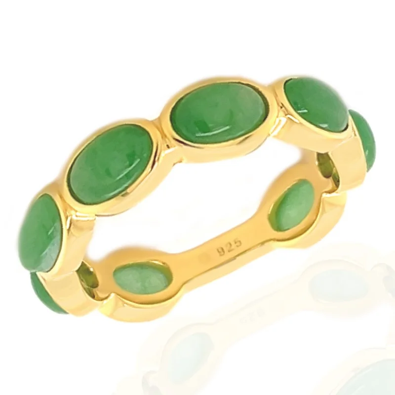 Aquamarine Gemstone Rings with a Nautical - Themed Setting18k Yellow Gold Plated Over Sterling Silver Dyed Green Jade Gemstone Band Ring