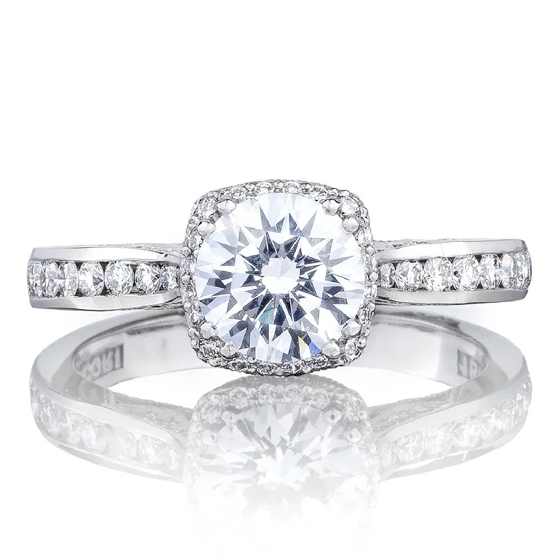 Three - Stone Diamond Rings with Princess - Cut DiamondsRound with Cushion Bloom Engagement Ring