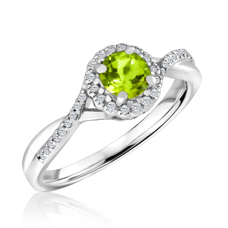 Tourmaline Gemstone Rings in a Multicolor ArrayPeridot and Diamond Halo August Birthstone Ring in Sterling Silver