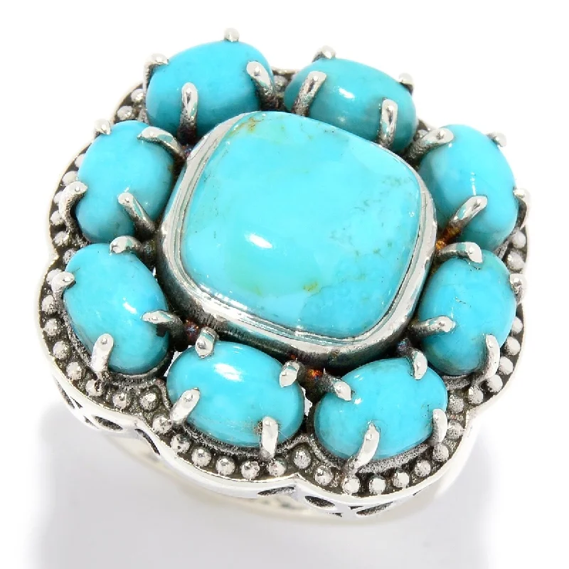 Aquamarine Gemstone Rings with a Nautical - Themed Setting925 Sterling Silver Blue Mohave Turquoise Ring