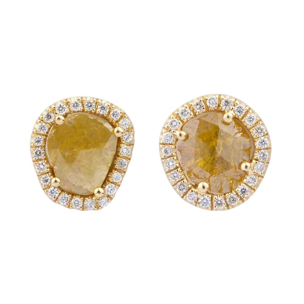 Large Sliced Round Yellow Diamond Earrings ER264