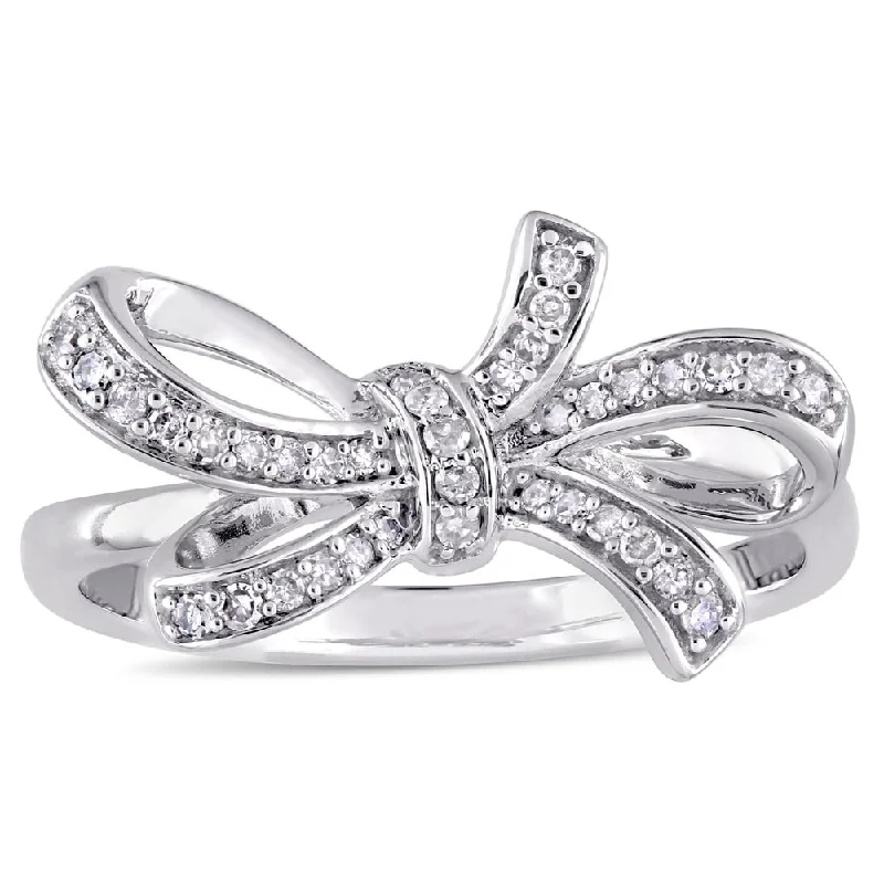 Custom - Designed Diamond Rings with Personalized EngravingsMiadora Signature Collection 10k White Gold 1/6ct TDW Diamond Double Knot Bow Ring