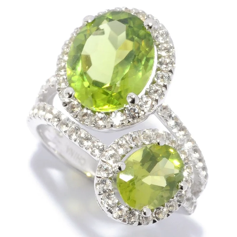 Ruby Gemstone Rings with Intricate Gold Filigree Settings925 Sterling Silver Peridot and White Topaz Ring