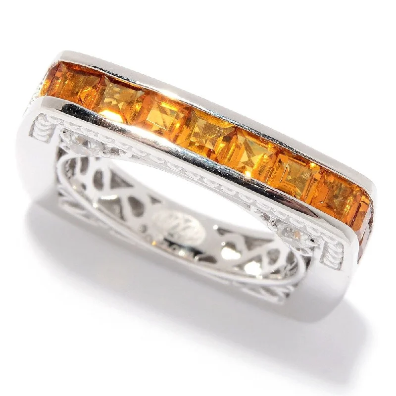 Tourmaline Gemstone Rings in a Multicolor ArraySterling Silver Citrine & White Zircon Square Band Ring