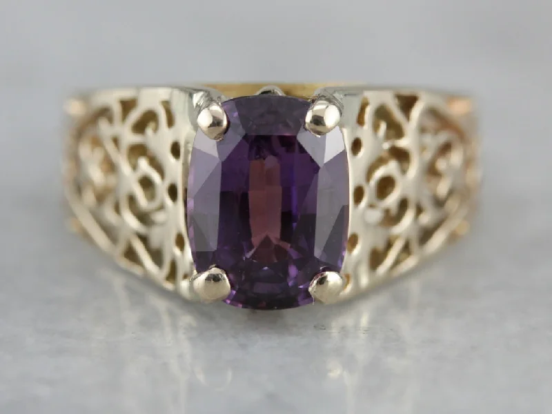 Emerald Gemstone Rings with Diamond - Encrusted HalosPurple Sapphire Statement Ring