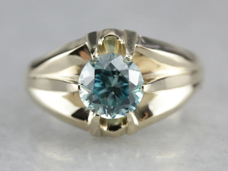 Peridot Gemstone Rings with a Floral - Motif BandMen's Blue Zircon Solitaire Ring