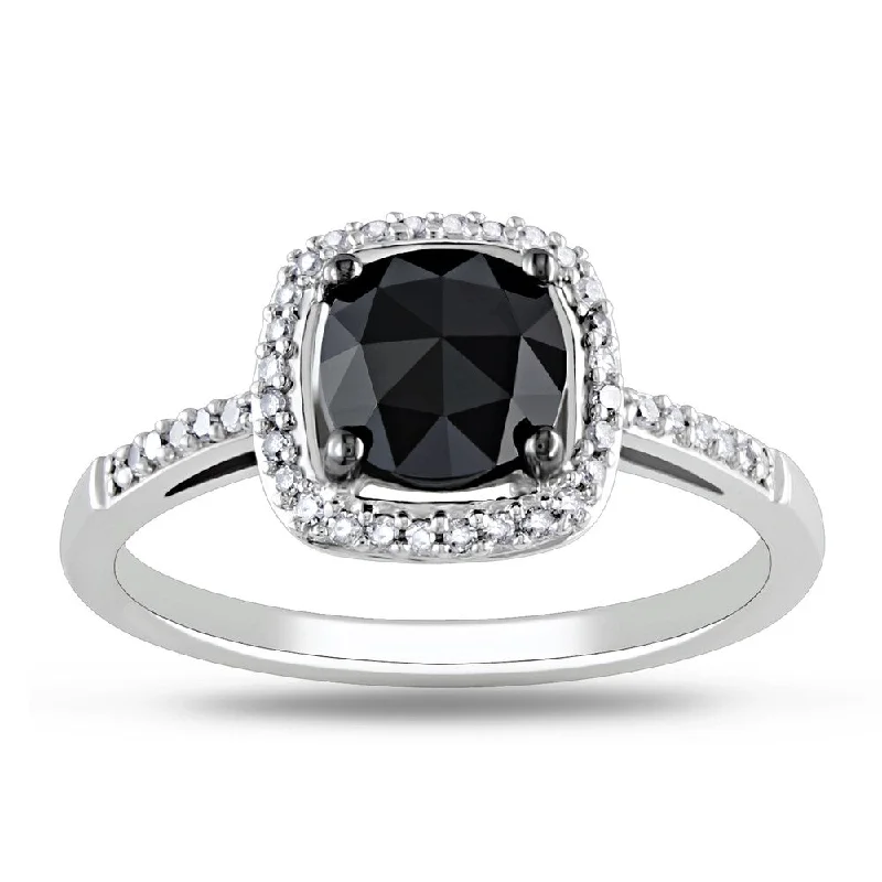 Men's Diamond Rings with a Simple and Masculine DesignMiadora 14k White Gold 1 1/8ct TDW Black Diamond Ring