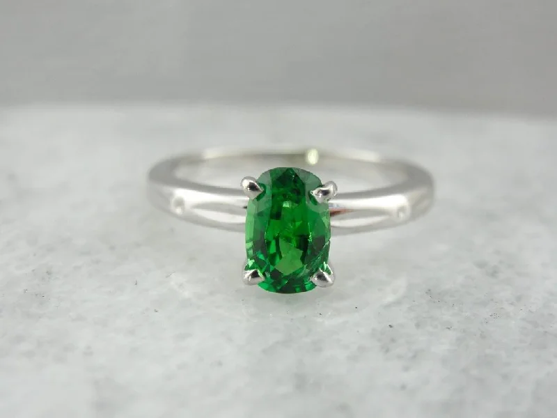 Jade Gemstone Rings with Intricate CarvingsSpringtime Green, Garnet Solitaire in Vintage Mounting