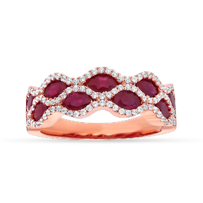 Amethyst Gemstone Rings with Sterling Silver Braided Bands14K 0.28CT DIAMOND RUBY BAND