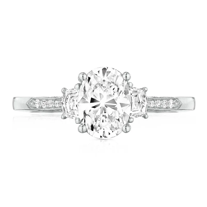 Micro - Pave Diamond Rings with a Sparkling BandOval 3-Stone Engagement Ring