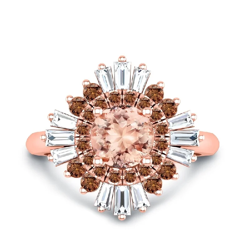 Solitaire Diamond Rings in Platinum SettingsAuriya 14k Rose Gold Vintage Ballerina 1ct Morganite and 1ct Baguette Halo Diamond Engagement Ring