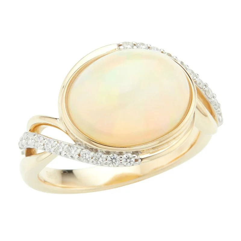 Tourmaline Gemstone Rings in a Multicolor Array14K Gold Ethiopian Opal with Diamond Ring