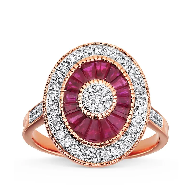 Garnet Gemstone Rings with a Vintage - Style Bezel Setting14K 0.41CT DIAMOND RUBY RING