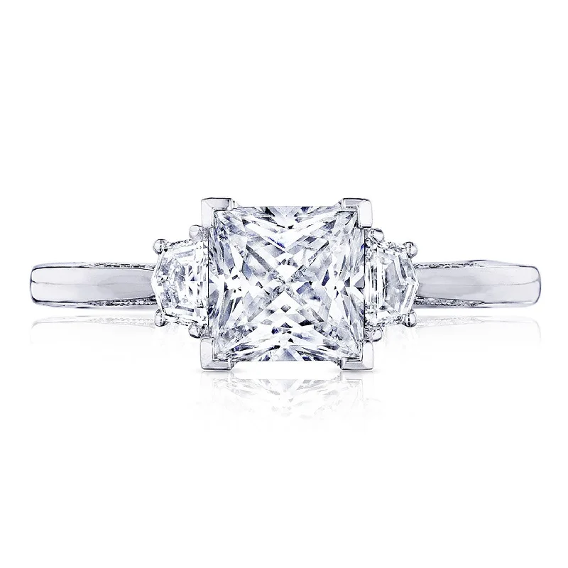 Solitaire Diamond Rings in Platinum SettingsPrincess 3-Stone Engagement Ring