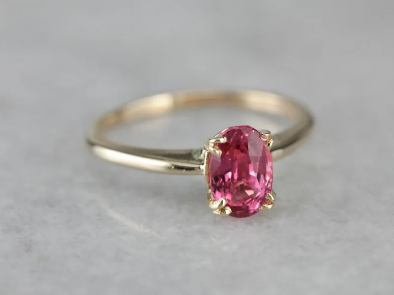 Peridot Gemstone Rings with a Floral - Motif BandBright Pink Sapphire Solitaire Ring