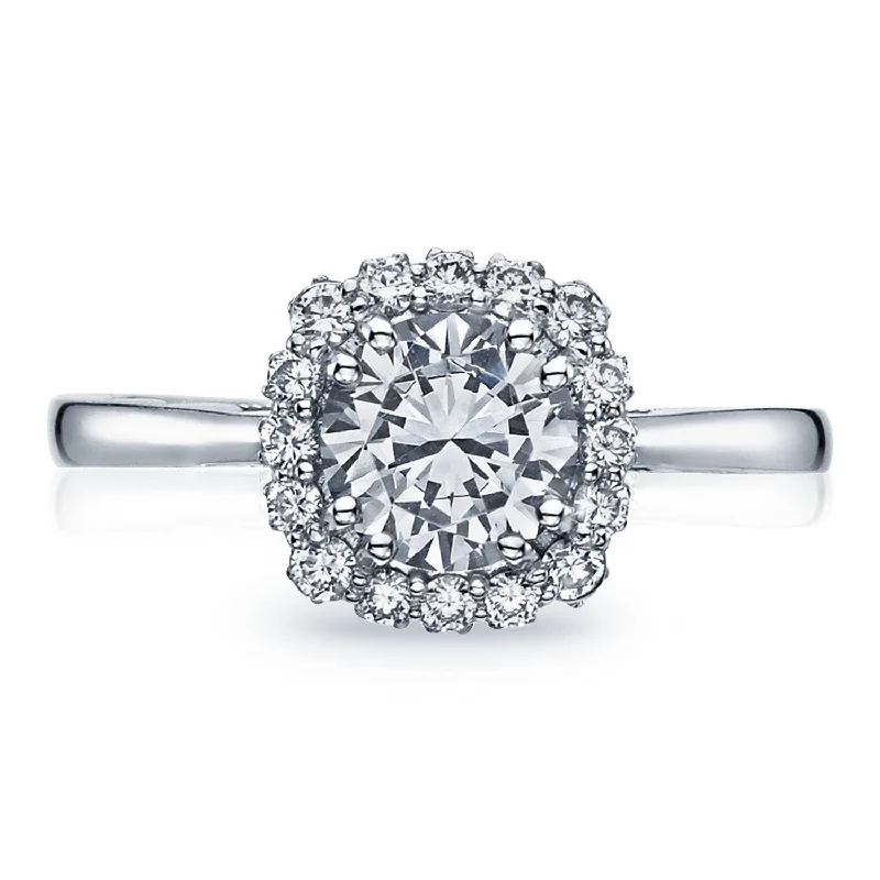 Micro - Pave Diamond Rings with a Sparkling BandRound with Cushion Bloom Engagement Ring