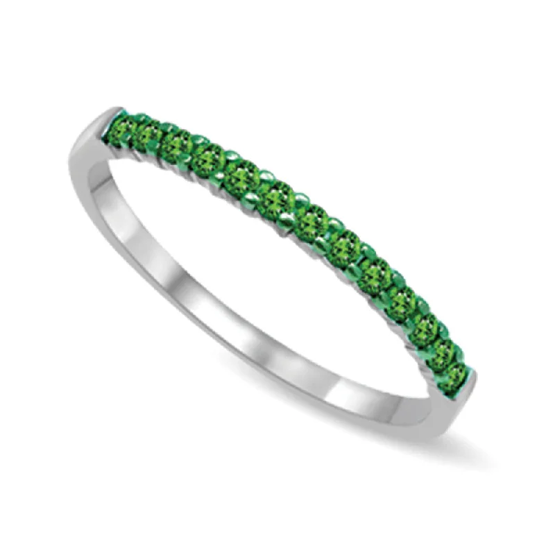 Alexandrite Gemstone Rings with a Chameleon - like Color Change14K White Gold 1/5 Ctw Tsavorite Machine Band