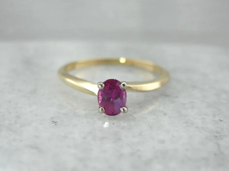 Garnet Gemstone Rings with a Vintage - Style Bezel SettingPink Oval Sapphire Solitaire Ring