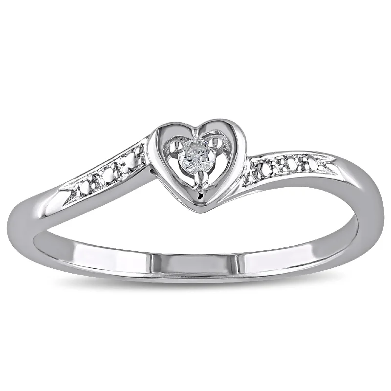 Three - Stone Diamond Rings with Princess - Cut DiamondsMiadora Sterling Silver Diamond Heart Promise Ring