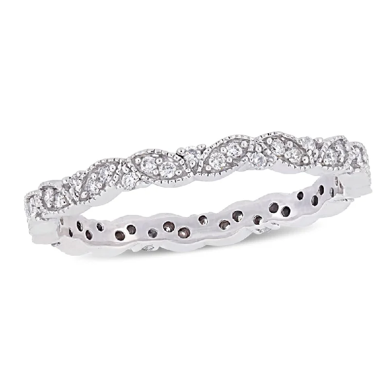 Art Deco - Style Diamond Rings with Geometric PatternsMiadora 14k White Gold 1/4ct TDW Diamond Marquise-Shape Eternity Band