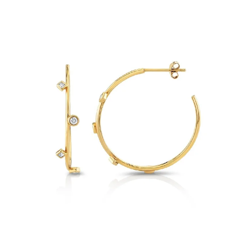 Mixed Shape Bezel Hoops