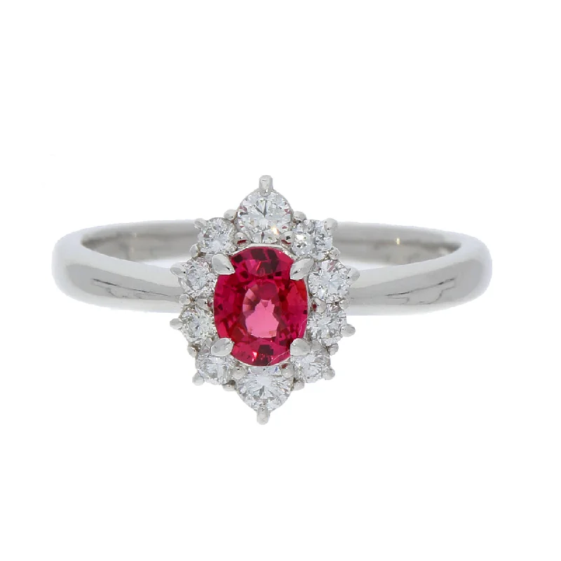 Moonstone Gemstone Rings with a Mysterious SheenPlatinum Oval Ruby and Diamond Halo Ring