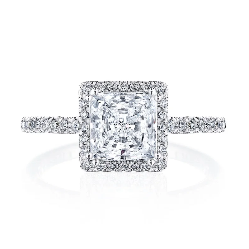 Micro - Pave Diamond Rings with a Sparkling BandPrincess Bloom Engagement Ring