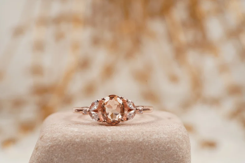 Jade Gemstone Rings with Intricate CarvingsPink Morganite Engagement Oval Morganite Ring