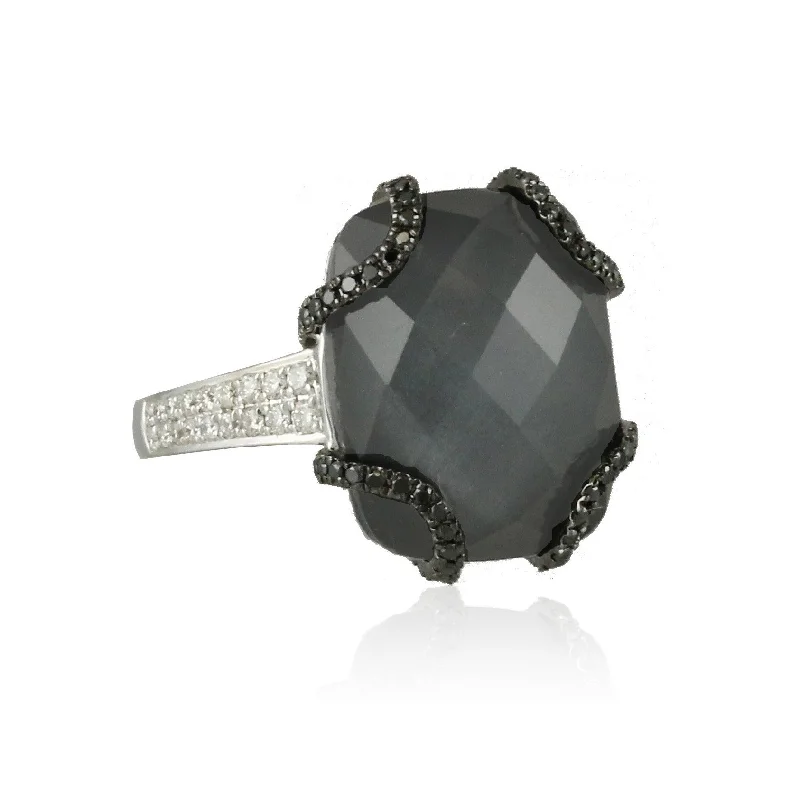 Sapphire Gemstone Rings in a Victorian - Inspired DesignBlack Hematite Statement Ring