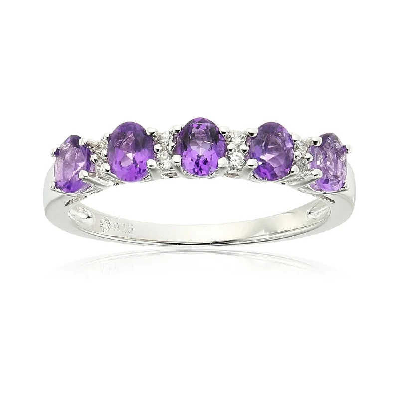 Tourmaline Gemstone Rings in a Multicolor ArraySterling Silver African Amethyst & White Zirconia Ring