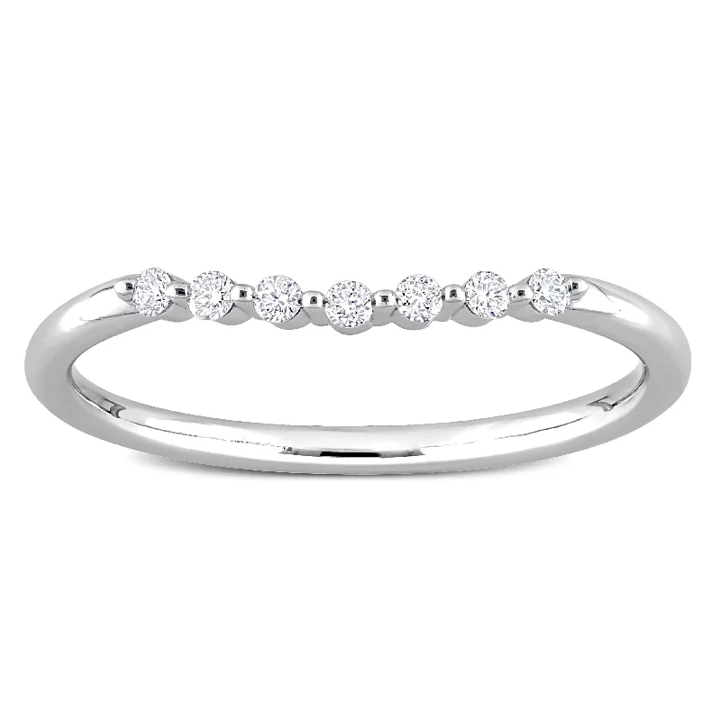 Diamond Rings with Sapphire and Ruby Accent StonesMiadora 14k White Gold 1/10ct TDW Diamond Stackable Semi-Eternity Wedding Band Ring