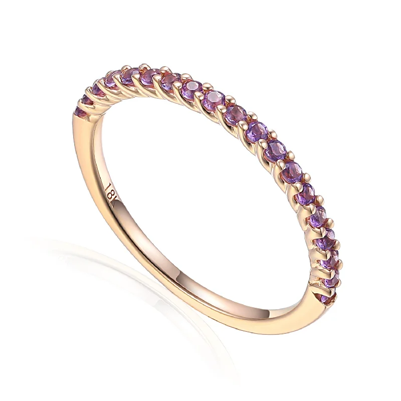 Topaz Gemstone Rings with a Faceted Cut and Shimmering Effect9ct Yellow Gold Amethyst Half Eternity Ring