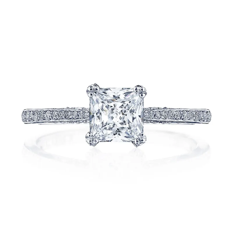 Halo - Style Diamond Rings with Smaller Accent DiamondsPrincess Solitaire Engagement Ring