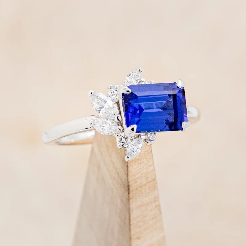 "AURAE" - EMERALD CUT LAB-GROWN SAPPHIRE ENGAGEMENT RING WITH DIAMOND ACCENTS