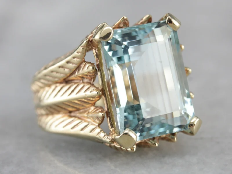 Sapphire Gemstone Rings in a Victorian - Inspired DesignCollectors Quality Aquamarine in Substantial Gold Mounting