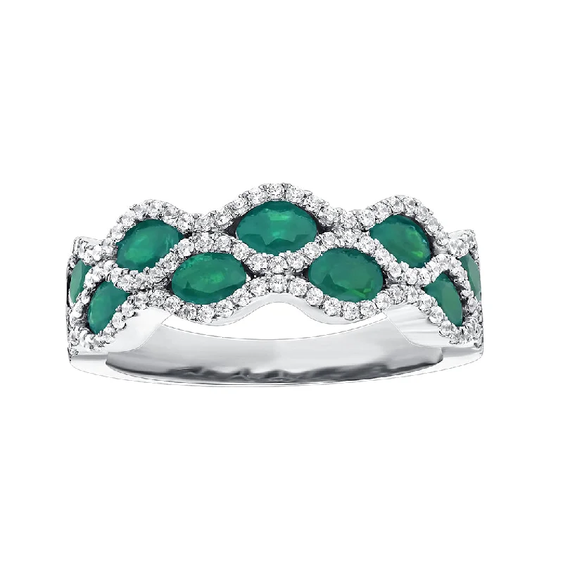 Aquamarine Gemstone Rings with a Nautical - Themed Setting14K 0.25CT DIAMOND BAND