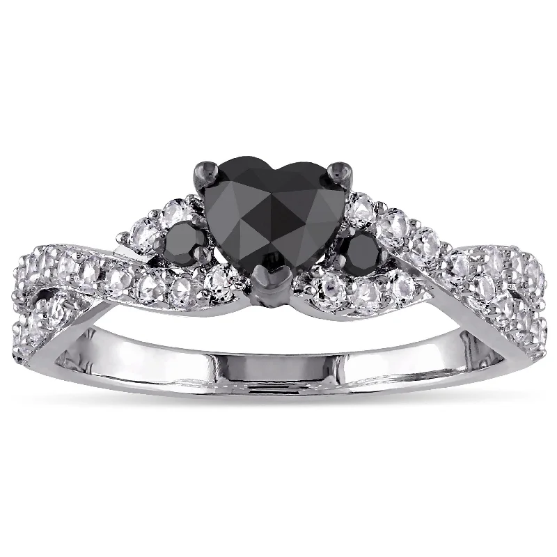 Infinity - Symbol Diamond Rings for a Romantic GestureMiadora Sterling Silver Created White Sapphire 3/5ct TDW Black Diamond Crossover Heart Ring