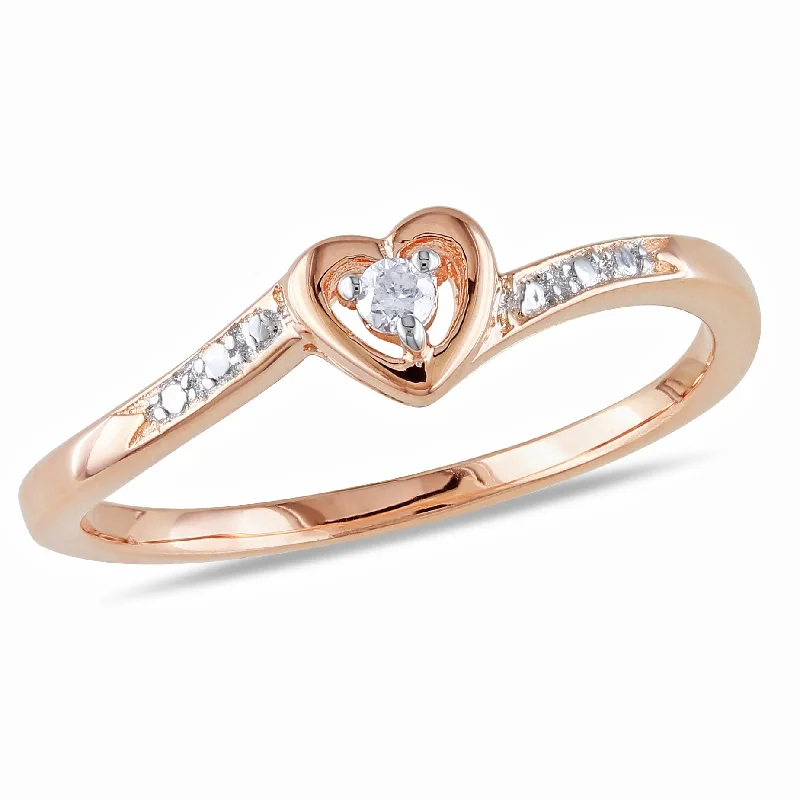 Solitaire Diamond Rings in Platinum SettingsMiadora Rose Plated Sterling Silver Diamond Accent Heart Promise Ring