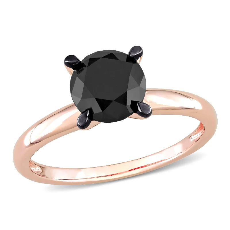 Men's Diamond Rings with a Simple and Masculine DesignMiadora 3ct TDW Black Diamond Solitaire Engagement Ring in 14k Rose Gold