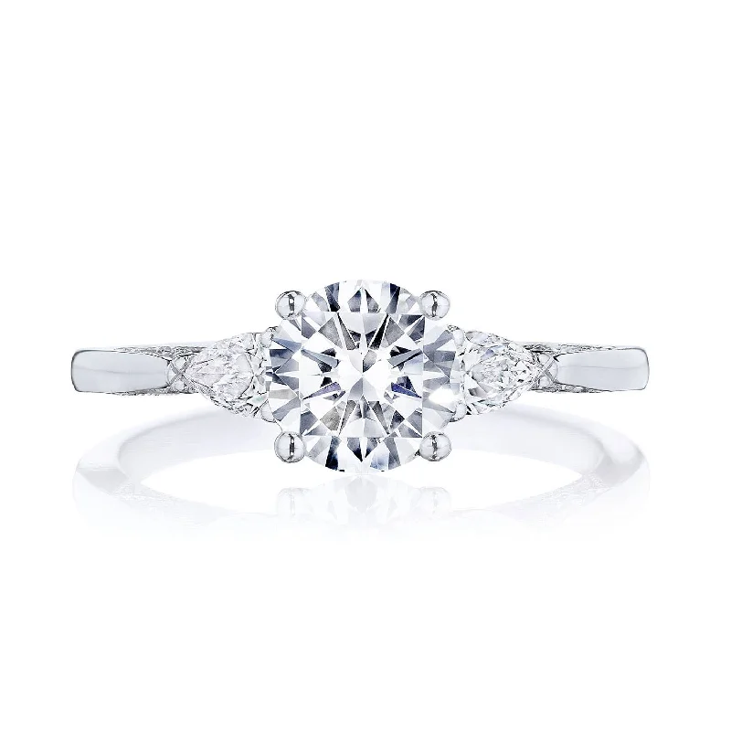 Halo - Style Diamond Rings with Smaller Accent DiamondsRound 3-Stone Engagement Ring