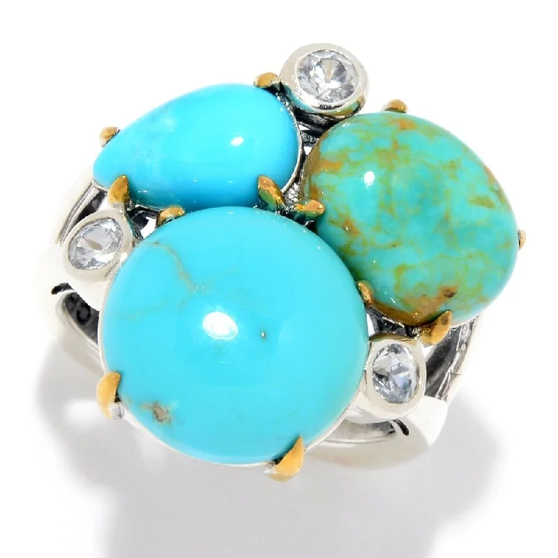 Moonstone Gemstone Rings with a Mysterious Sheen925 Sterling Silver Turquoise and White Natural Zircon Ring