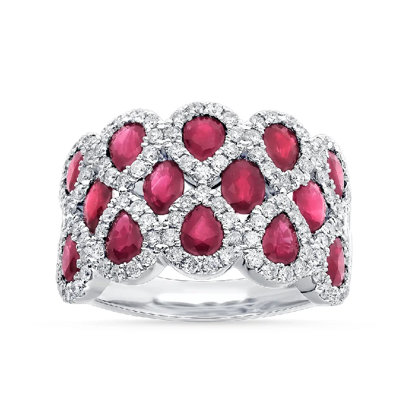 Garnet Gemstone Rings with a Vintage - Style Bezel Setting14K 0.83CT DIAMOND RUBY RING