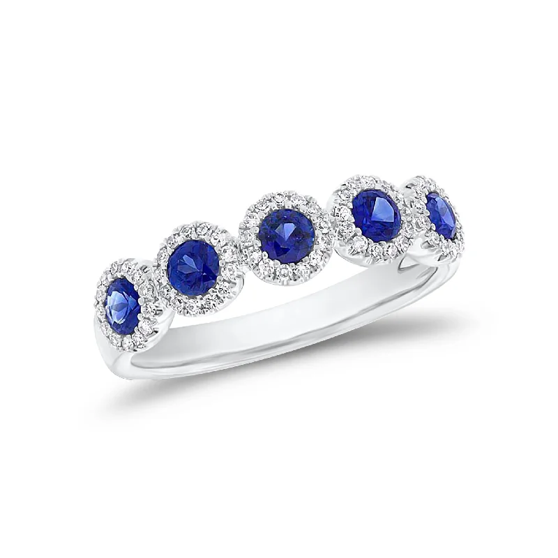 Agate Gemstone Rings with a Banded and Textured DesignSapphire & Diamond Halo Ring