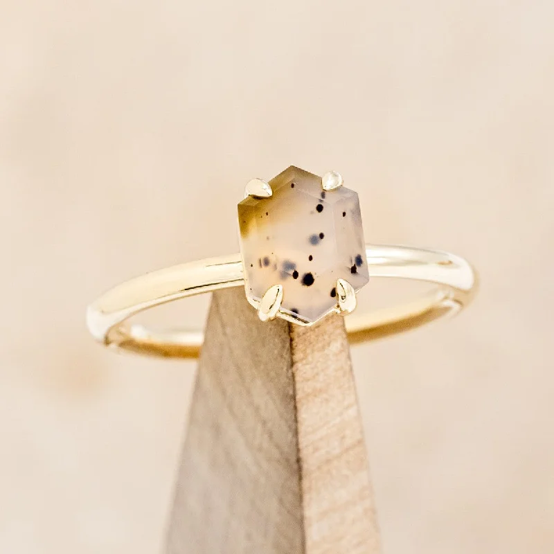 "AURUM" - MONTANA AGATE SOLITAIRE ENGAGEMENT RING